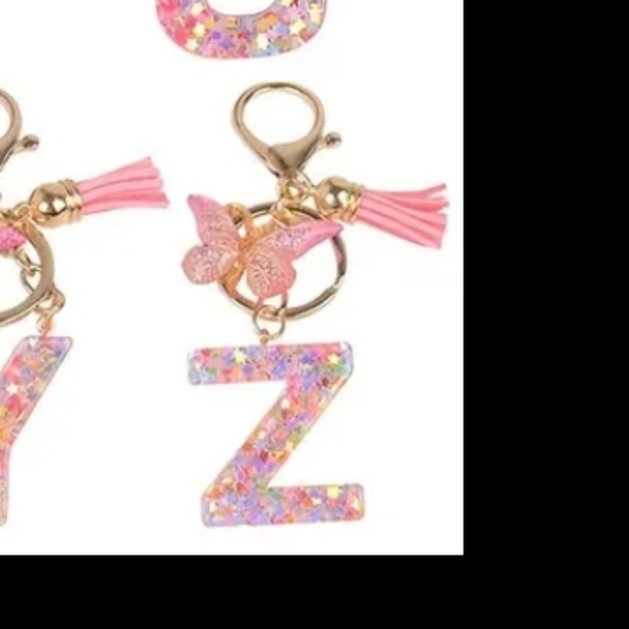 NEW! Resin Letter "Z" Initial Keychain Purse Charm w/Butterfly & Tassel Alphabet - Picture 2 of 4